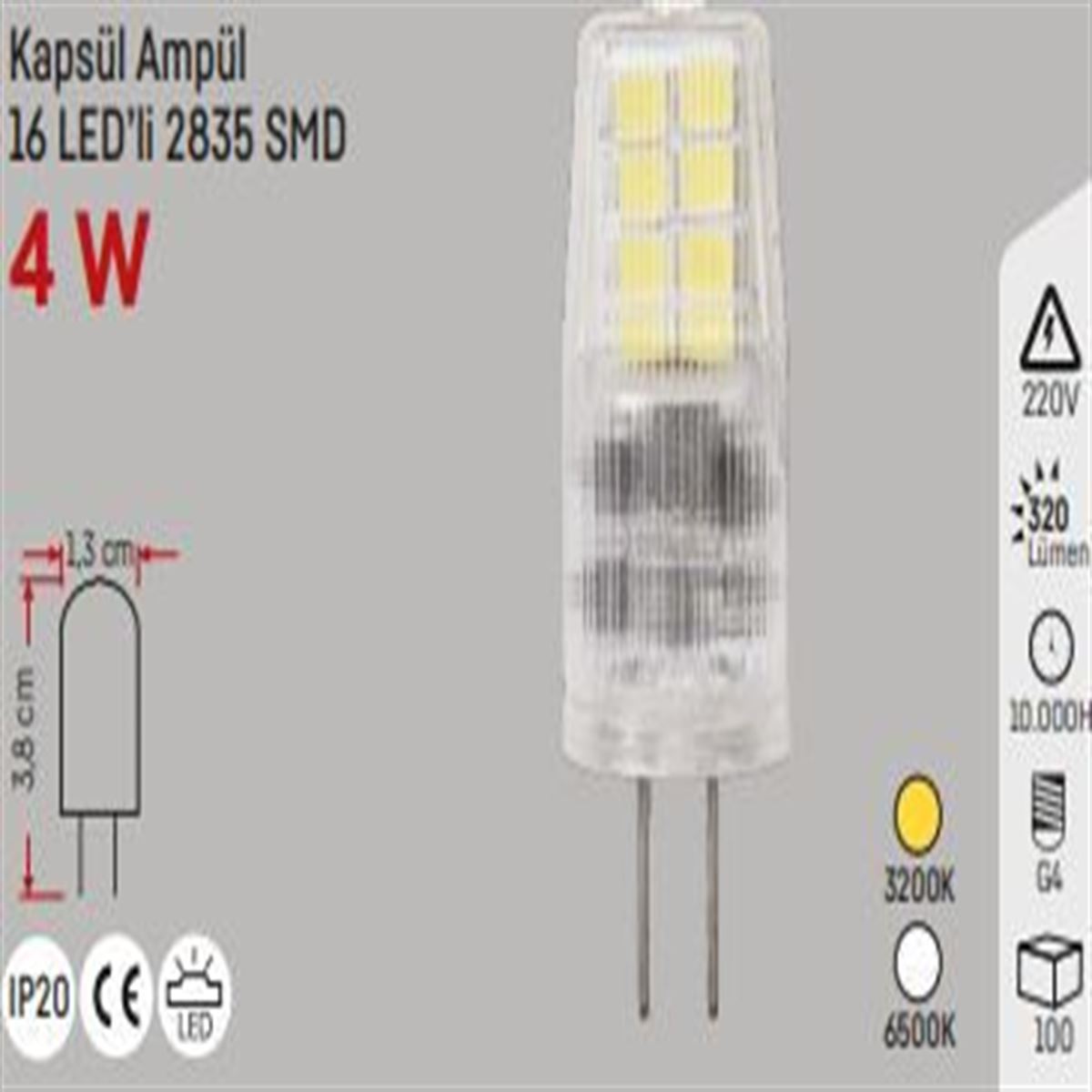 3W.220V  LED KAPSÜL G4 BEYAZ 1